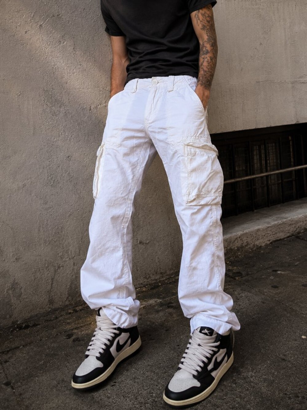 Replay Jeans Mens White Cargo Pants Y2K White Lightweight 30